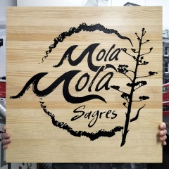 Insegna personalizzata in legno di pino con lettere incise dipinte a mano de Cortaydecora | Letras de Madera